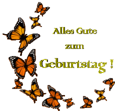 Nachrichten Deutsche Alles Gute zum Geburtstag Schmetterlinge Transparenter Hintergrund 009 