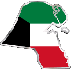 Bandiere Asia Kuwait Carta Geografica 