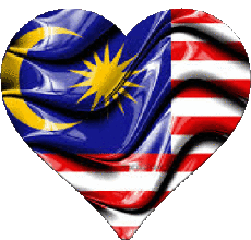 Banderas Asia Malasia Corazón 
