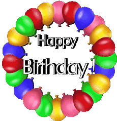 Mensajes Inglés Happy Birthday Balloons - Confetti 008 