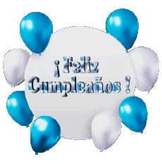Messages Espagnol Feliz Cumpleaños Globos - Confeti 010 