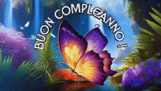 Nachrichten Italienisch Buon Compleanno Farfalle Animierter Hintergrund 003 