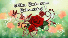 Messages Allemand Alles Gute zum Geburtstag Blumen Fond Animé 001 