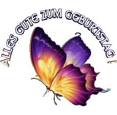 Messagi Tedesco Alles Gute zum Geburtstag Schmetterlinge Sfondo trasparente 001 