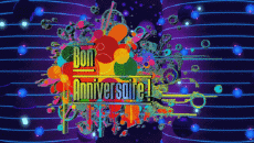 Mensajes Francés Bon Anniversaire Abstrait - Géométrique Fondo animado 003 