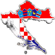 Fahnen Europa Kroatien Karte 