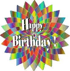 Messages Anglais Happy Birthday Abstract - Geometric Fond Transparent 022 