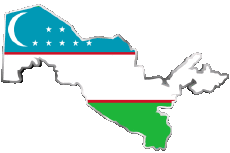 Flags Asia Uzbekistan Map 