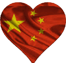 Drapeaux Asie Chine Coeur 