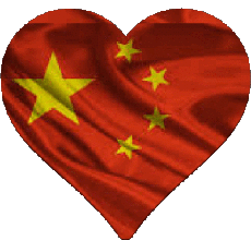 Fahnen Asien China Herz 