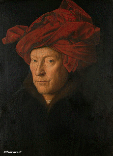 Humor -  Fun Morphing - Sehen Sie aus wie Maler Künstler Eindämmung Covid Kunst Nachbildungen Getty Herausforderung - Jan Van Eyck 