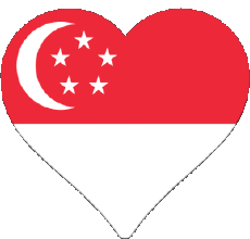 Drapeaux Asie Singapour Coeur 