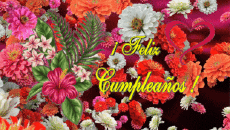 Messages Spanish Feliz Cumpleaños Floral Animated Background 003 