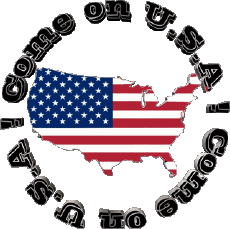 Mensajes Inglés Come on U.S.A Map - Flag 
