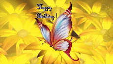 Mensajes Inglés Happy Birthday Butterflies Fondo animado 001 