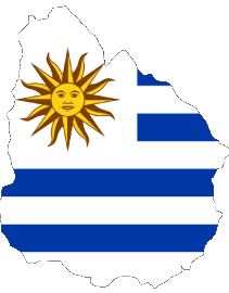 Flags America Uruguay Map 