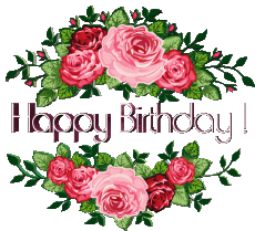 Mensajes Inglés Happy Birthday Floral Fondo transparente 014 