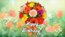 Messagi Inglese Happy Birthday Floral Sfondo animato 004 