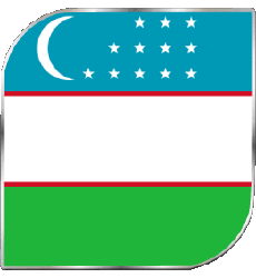 Drapeaux Asie Ouzbékistan Carré 