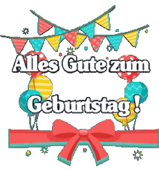 Messages Allemand Alles Gute zum Geburtstag Luftballons - Konfetti 006 