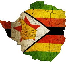 Fahnen Afrika Zimbabwe Karte 