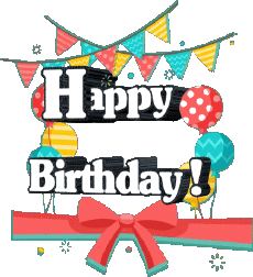 Mensajes Inglés Happy Birthday Balloons - Confetti 006 