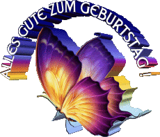 Mensajes Alemán Alles Gute zum Geburtstag Schmetterlinge Fondo transparente 001 