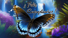 Messagi Spagnolo Feliz Cumpleaños Mariposas Sfondo animato 003 