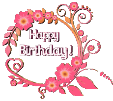 Messagi Inglese Happy Birthday Floral Sfondo trasparente 022 