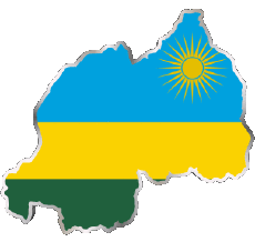 Flags Africa Rwanda Map 