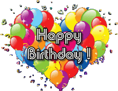 Messages Anglais Happy Birthday Balloons - Confetti 001 