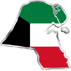 Fahnen Asien Kuwait Karte 