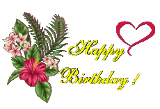 Messagi Inglese Happy Birthday Floral Sfondo trasparente 007 