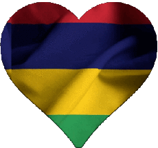Banderas África Isla mauricio Corazón 