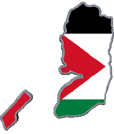 Banderas Asia Palestina Mapa 