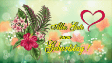 Messages Allemand Alles Gute zum Geburtstag Blumen Fond Animé 001 
