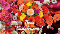Mensajes Italiano Buon Compleanno Floreale Fondo animado 004 