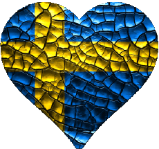 Drapeaux Europe Suède Coeur 