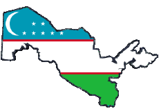 Drapeaux Asie Ouzbékistan Carte 