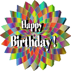 Messages Anglais Happy Birthday Abstract - Geometric Fond Transparent 022 