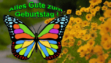 Nachrichten Deutsche Alles Gute zum Geburtstag Schmetterlinge Animierter Hintergrund 004 