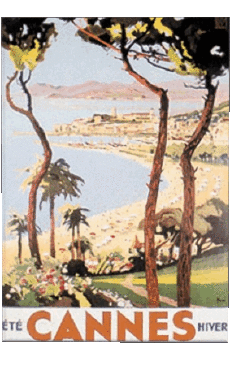 Cannes-Humour - Fun Affiches Rétro - Lieux France Cote d Azur 