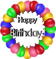 Nachrichten Englisch Happy Birthday Balloons - Confetti 008 