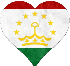 Drapeaux Asie Tadjikistan Coeur 