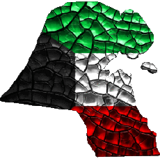 Fahnen Asien Kuwait Karte 