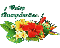 Mensajes Español Feliz Cumpleaños Floral Fondo transparente 001 