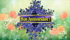 Nachrichten Französisch Bon Anniversaire Floral Animierter Hintergrund 001 