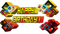 Messages Anglais Happy Birthday Abstract - Geometric Fond Transparent 003 