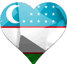 Bandiere Asia Uzbekistan Cuore 