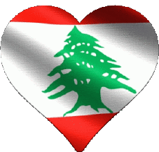 Drapeaux Asie Liban Coeur 